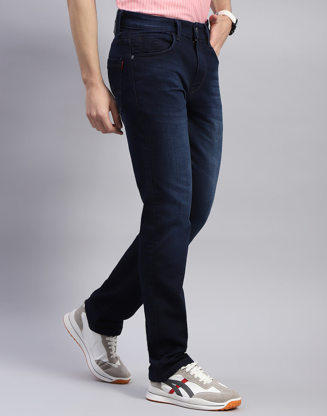 Men Blue Light Wash Straight Fit Denim