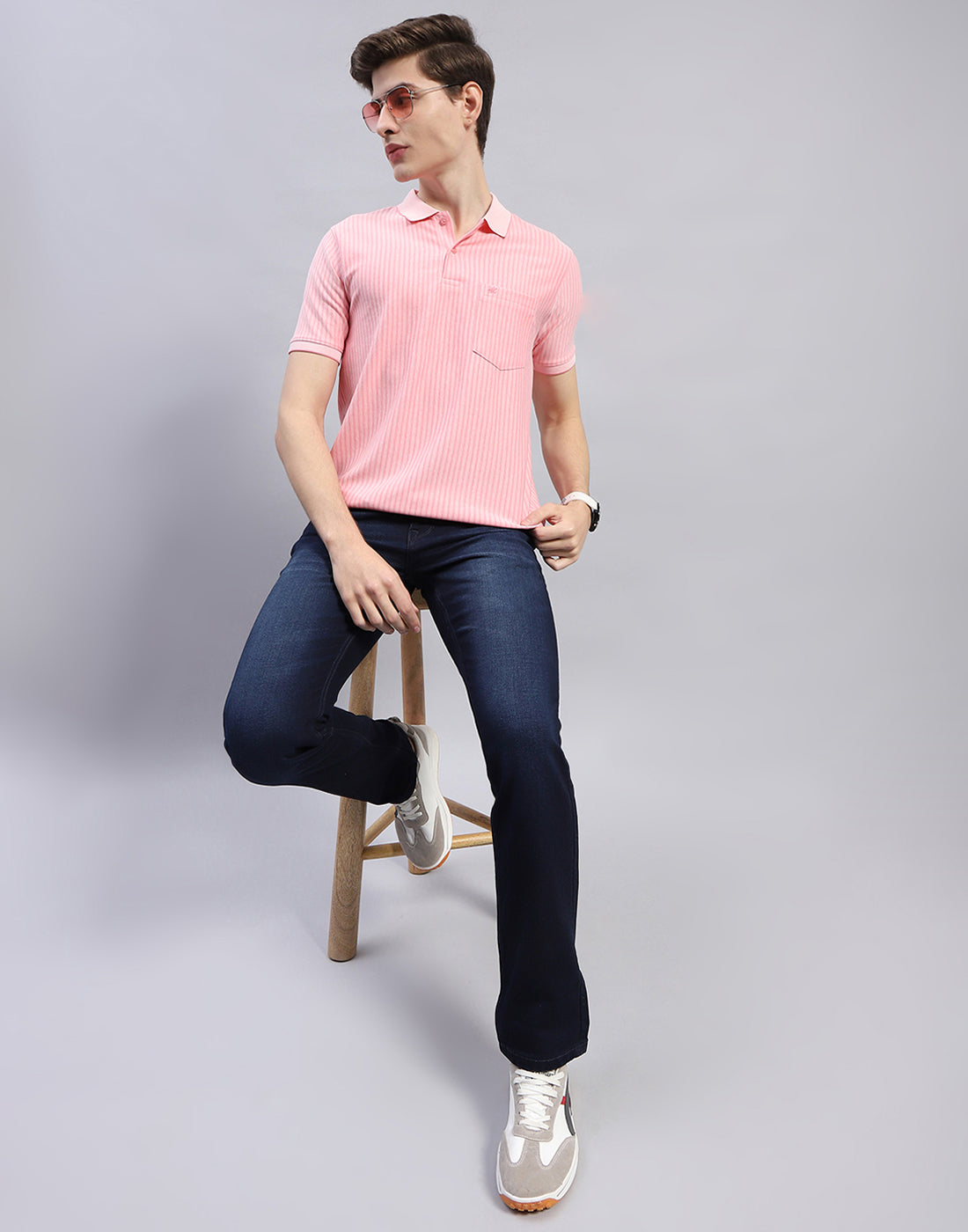 Men Blue Light Wash Straight Fit Denim