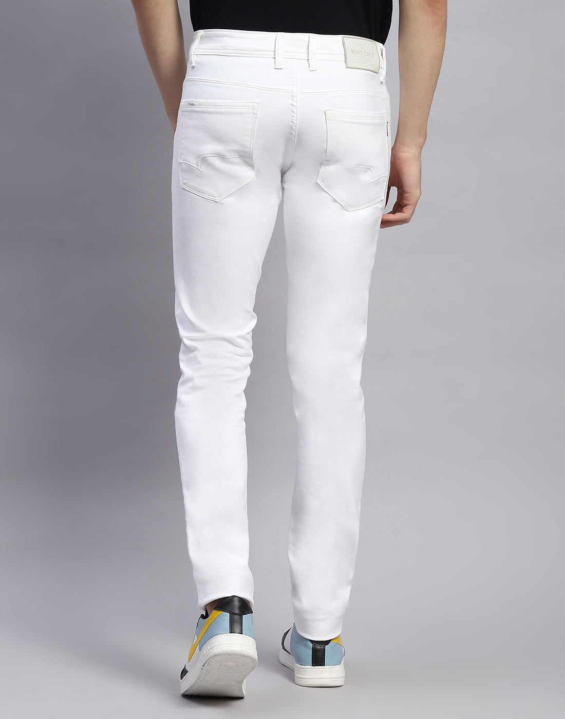 Men White Light Wash Skinny Fit Denim