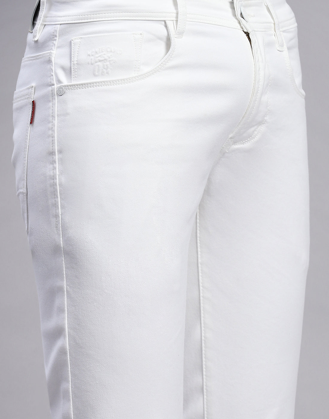 Men White Light Wash Skinny Fit Denim