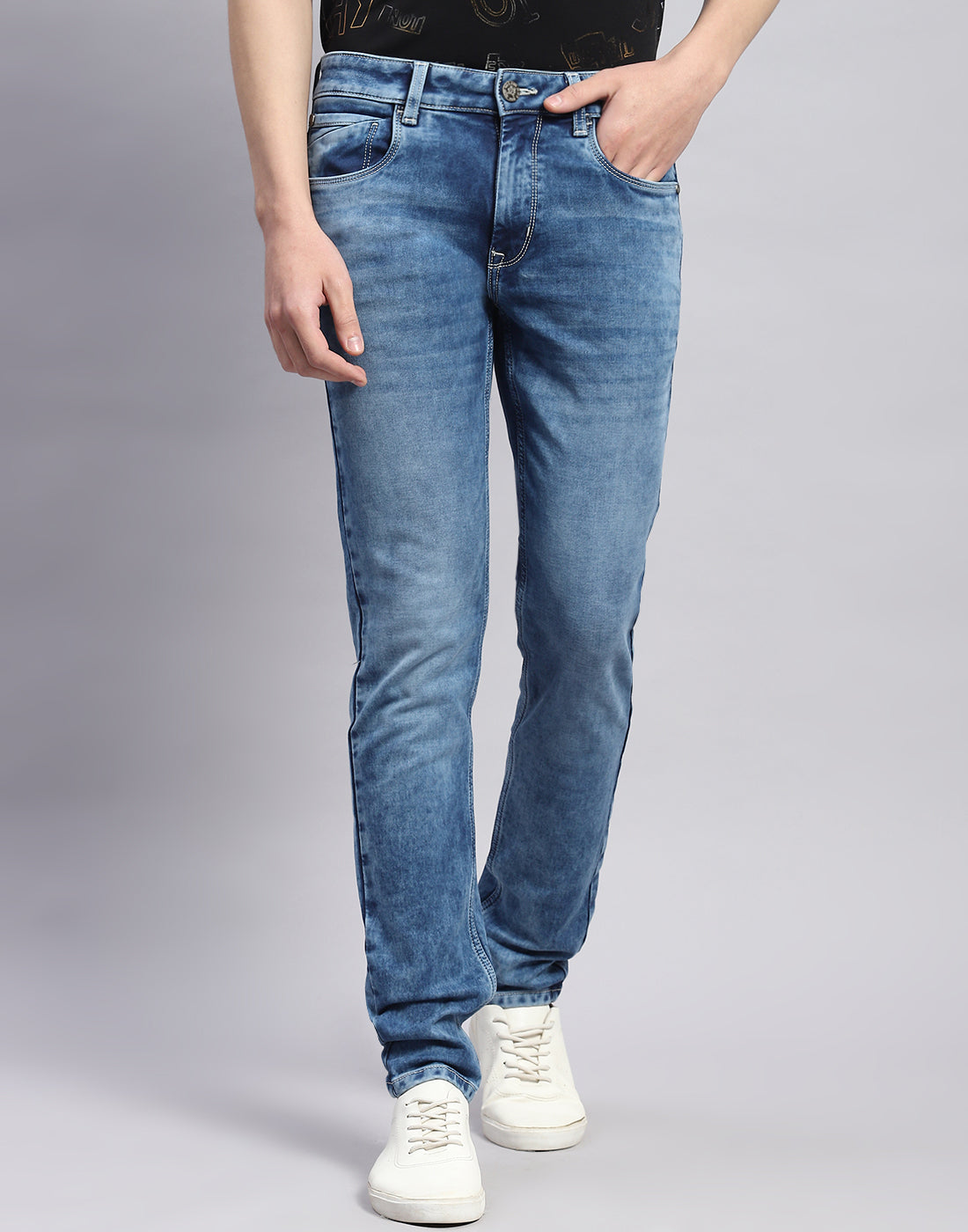 Men Blue Light Wash Skinny Fit Denim