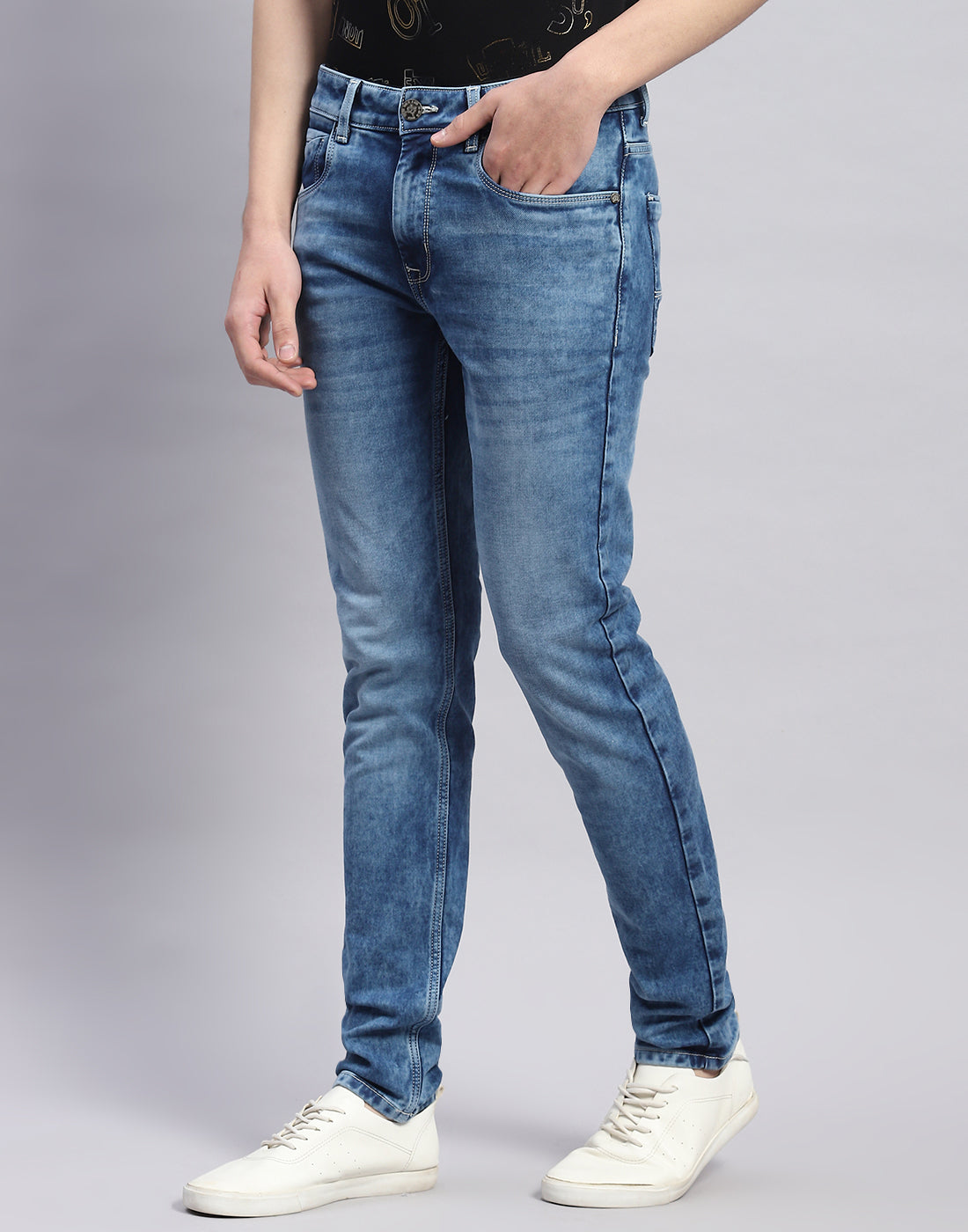 Men Blue Light Wash Skinny Fit Denim