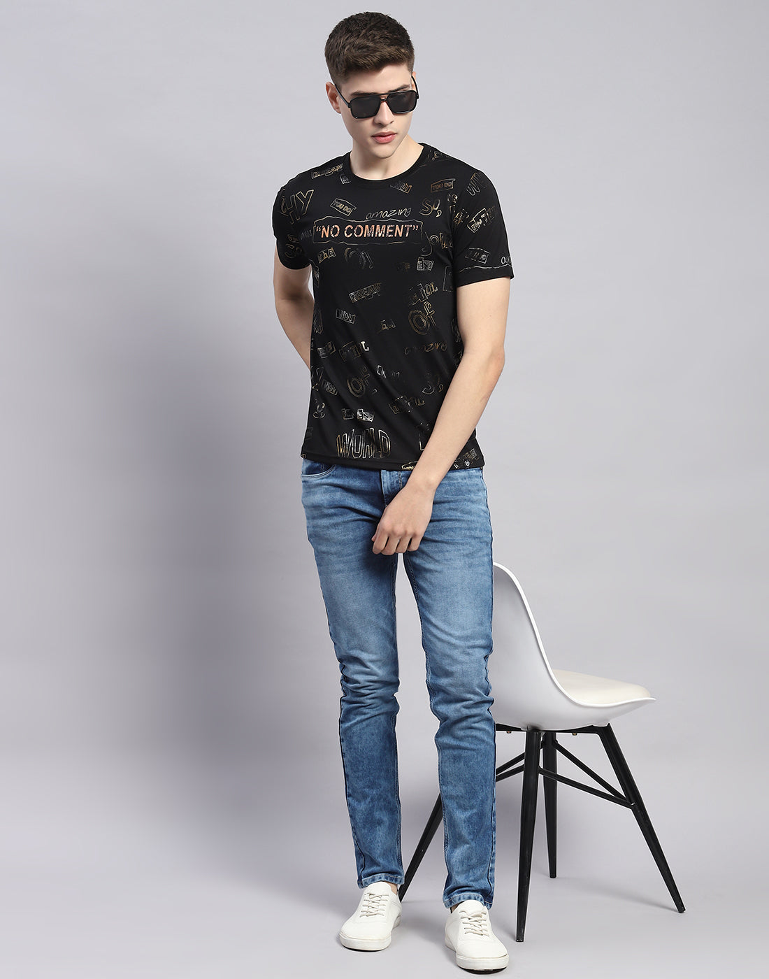 Men Blue Light Wash Skinny Fit Denim