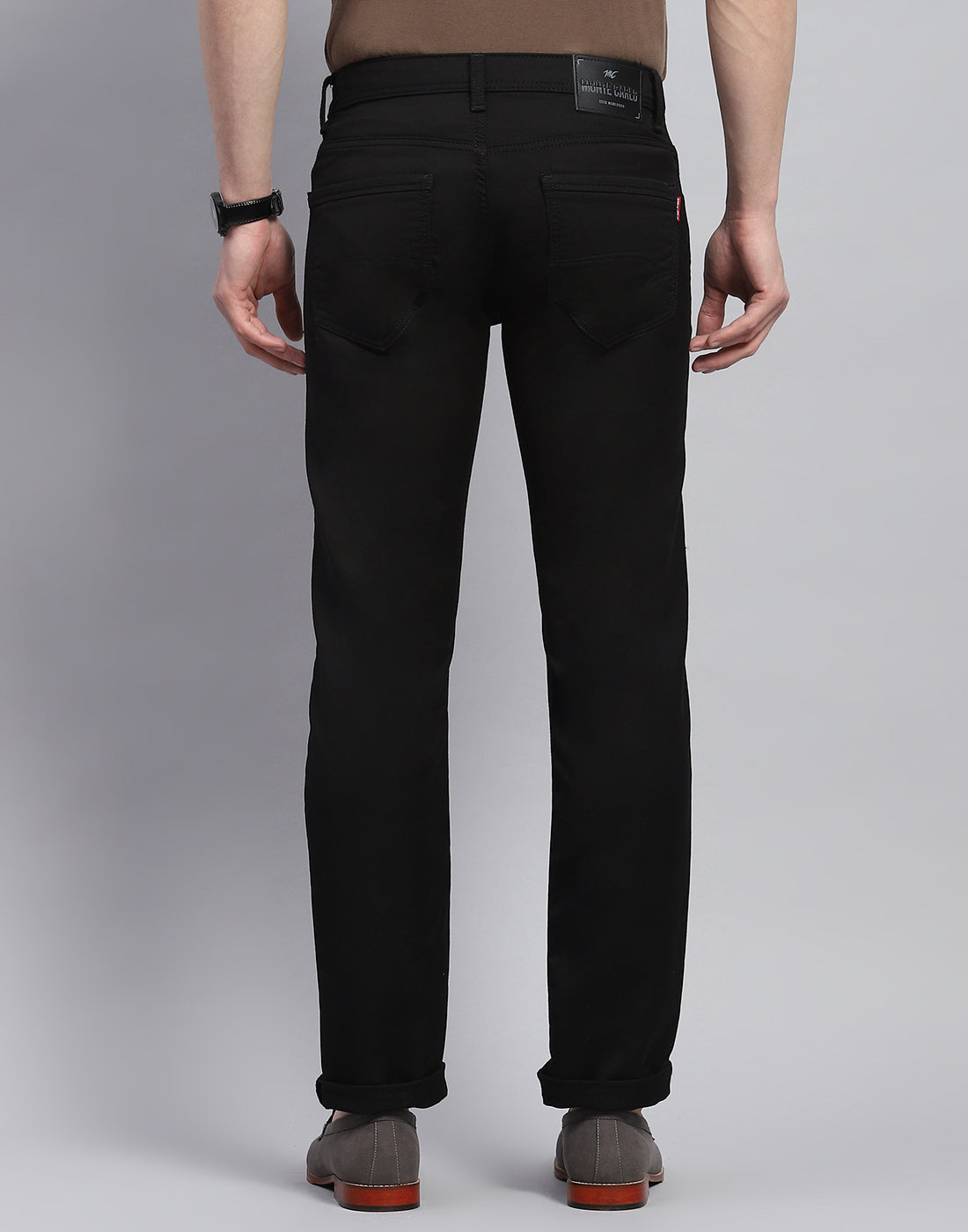 Men Black Light Wash Narrow Fit Denim