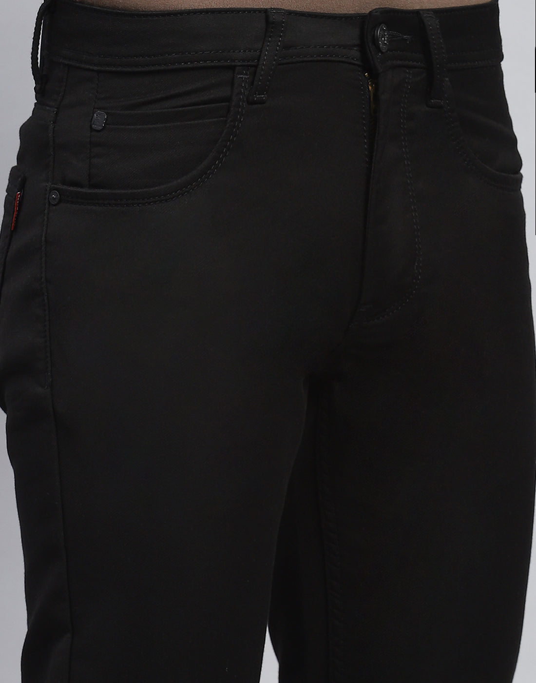 Men Black Light Wash Narrow Fit Denim
