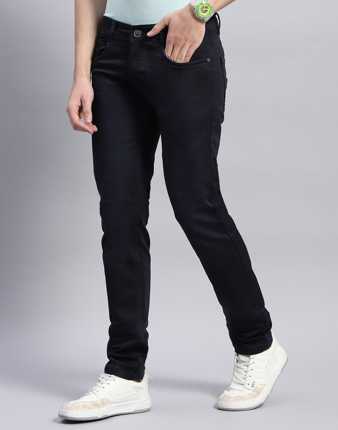 Men Blue Light Wash Skinny Fit Denim