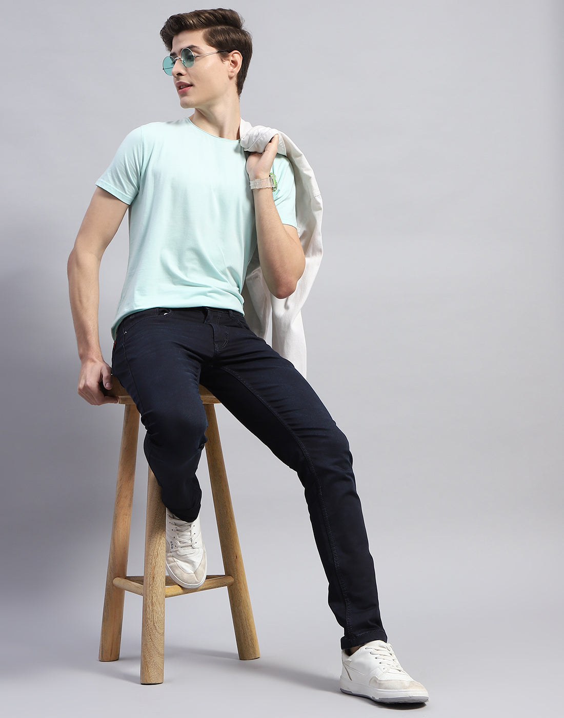 Men Blue Light Wash Skinny Fit Denim