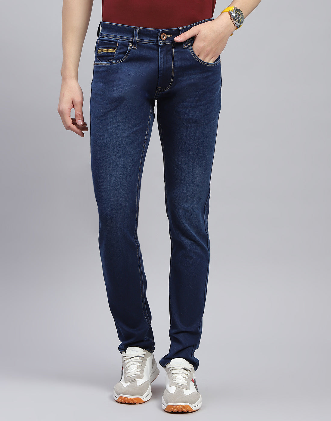 Men Blue Light Wash Skinny Fit Denim