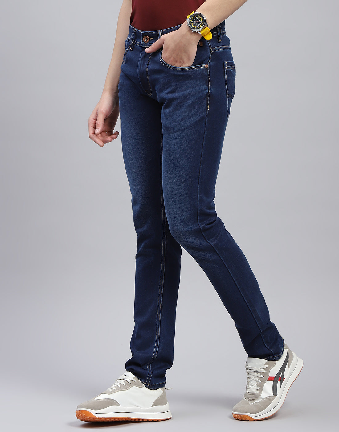 Men Blue Light Wash Skinny Fit Denim