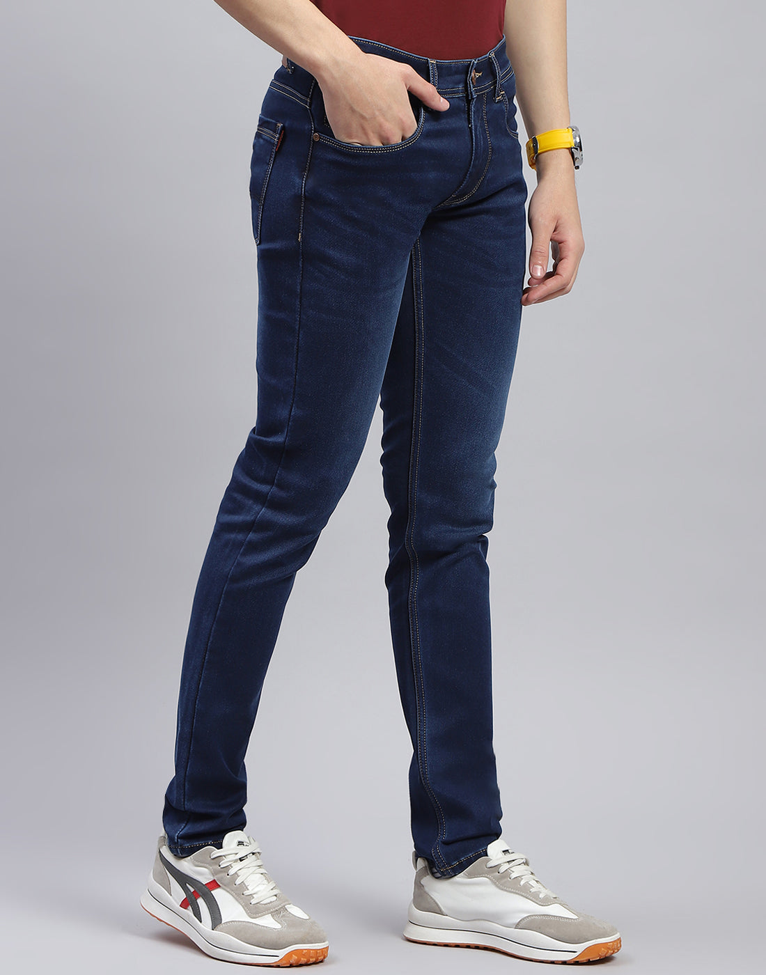 Men Blue Light Wash Skinny Fit Denim