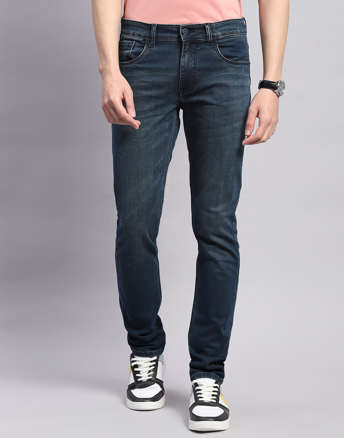 Men Blue Light Wash Skinny Fit Denim