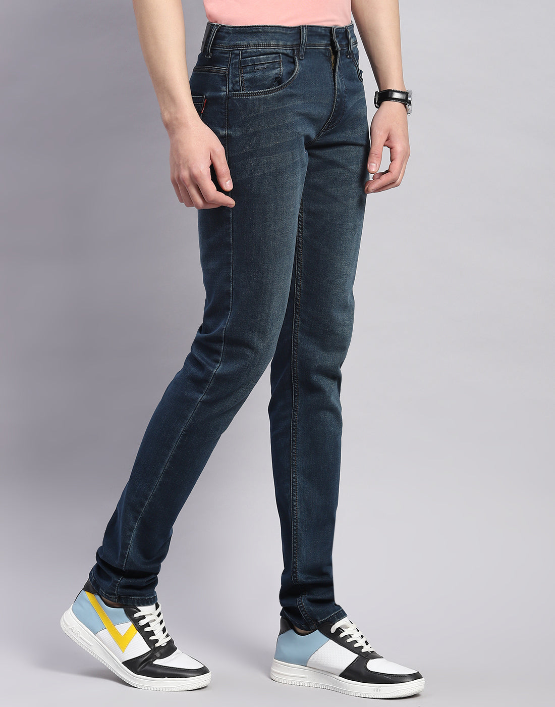 Men Blue Light Wash Skinny Fit Denim