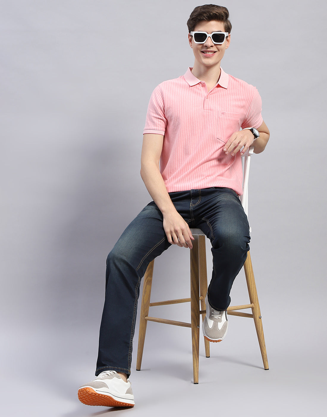 Men Blue Light Wash Straight Fit Denim