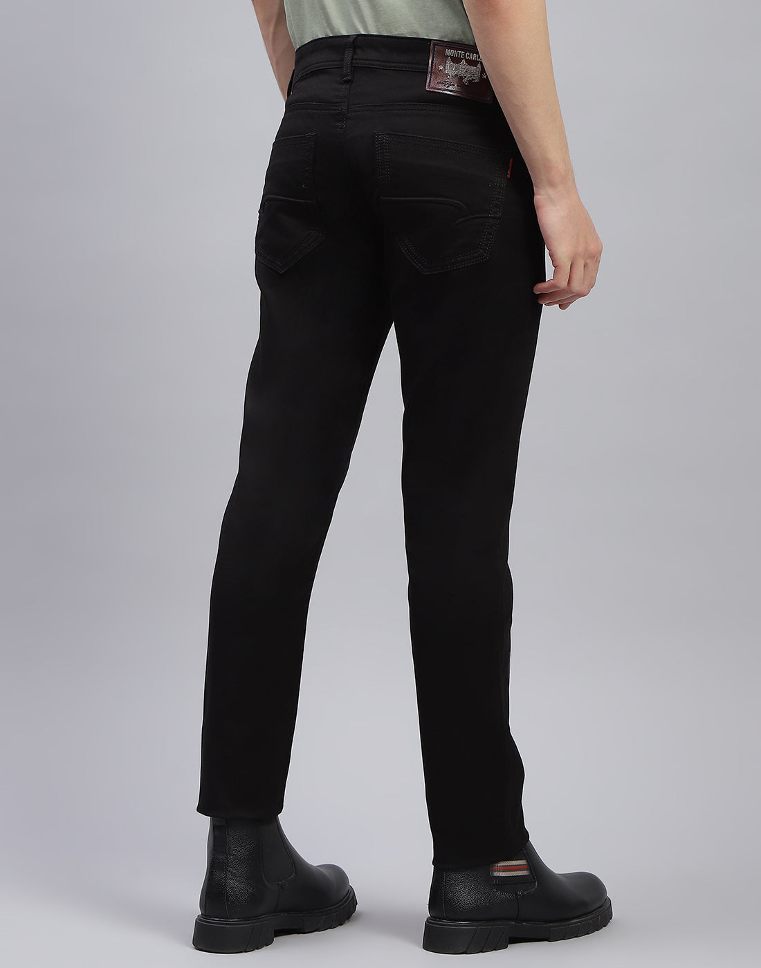 Men Black Light Wash Skinny Fit Denim