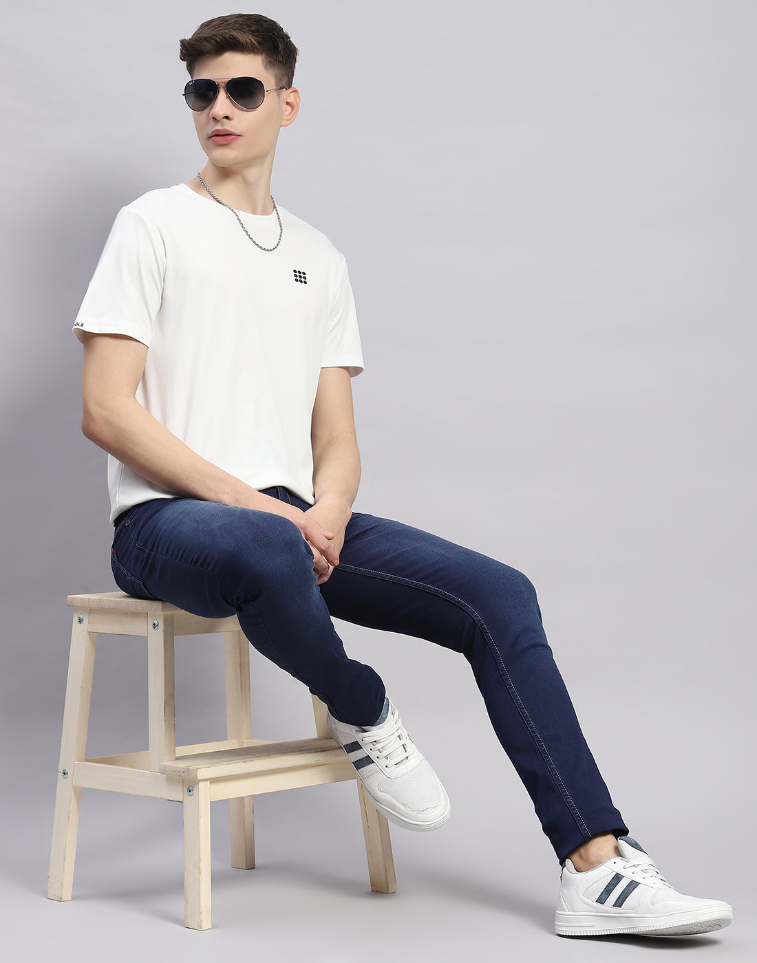 Men Blue Light Wash Skinny Fit Denim