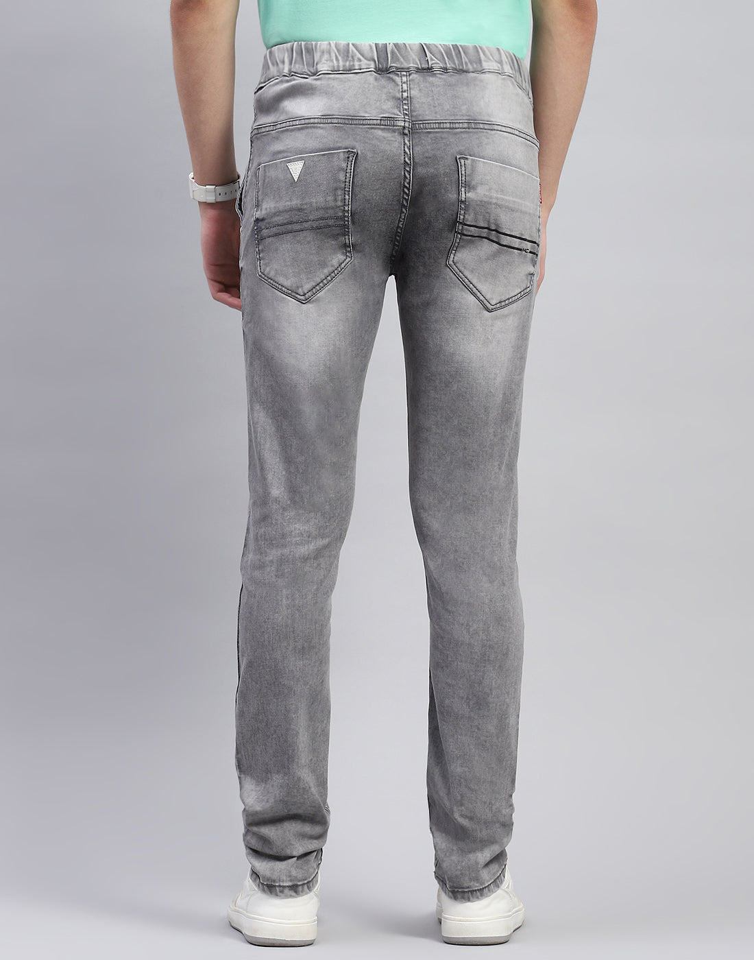 Men Grey Light Wash Regular Fit Denim