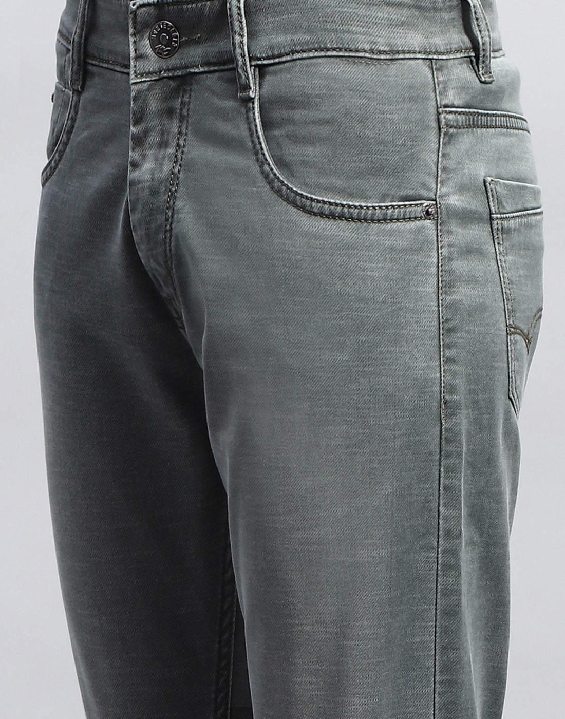 Men Grey Light Wash Narrow Fit Denim