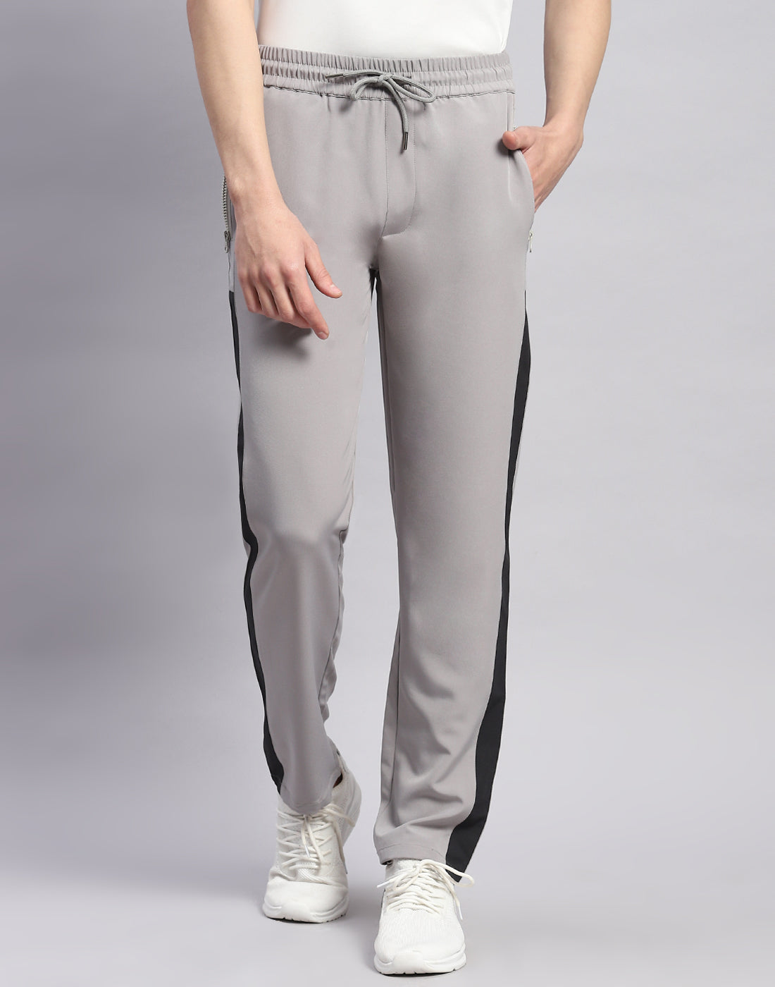 Men Grey Solid Regular Fit Lower