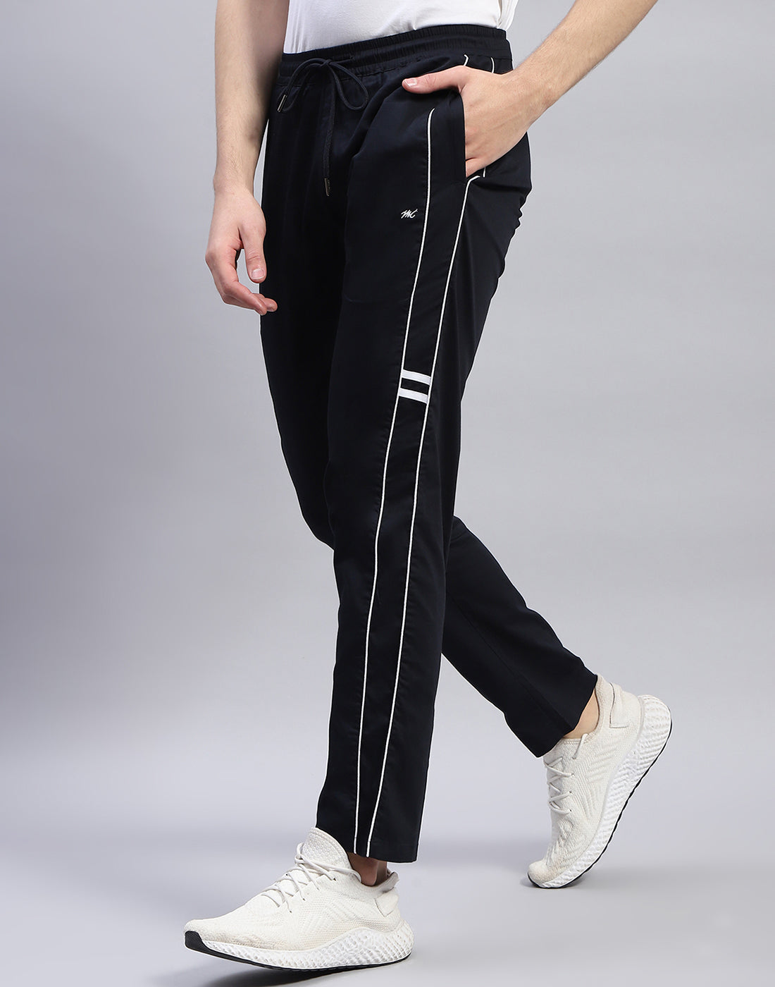 Men Navy Blue Solid Regular Fit Lower