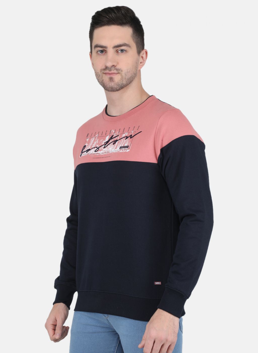 Men Peach Solid Sweatshirt