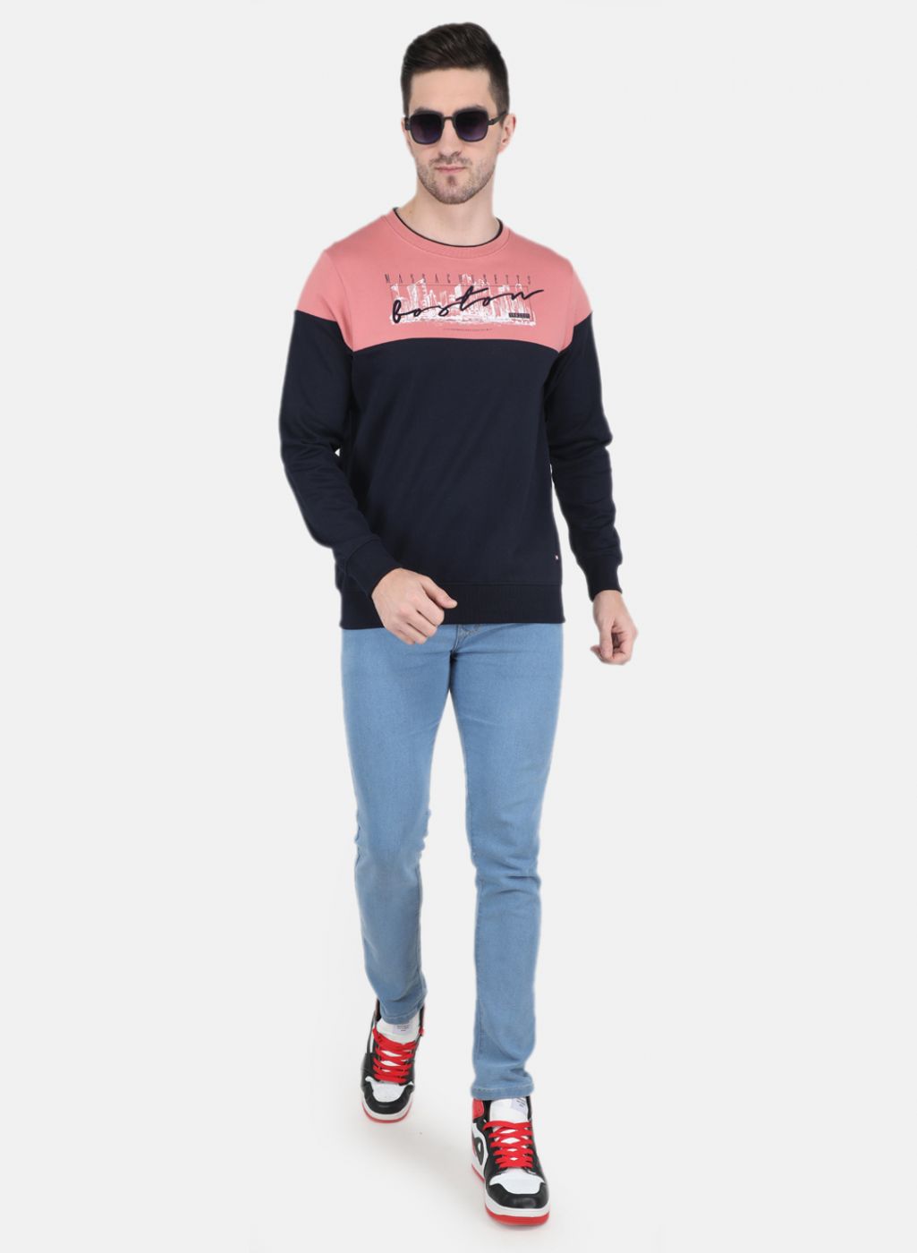 Men Peach Solid Sweatshirt