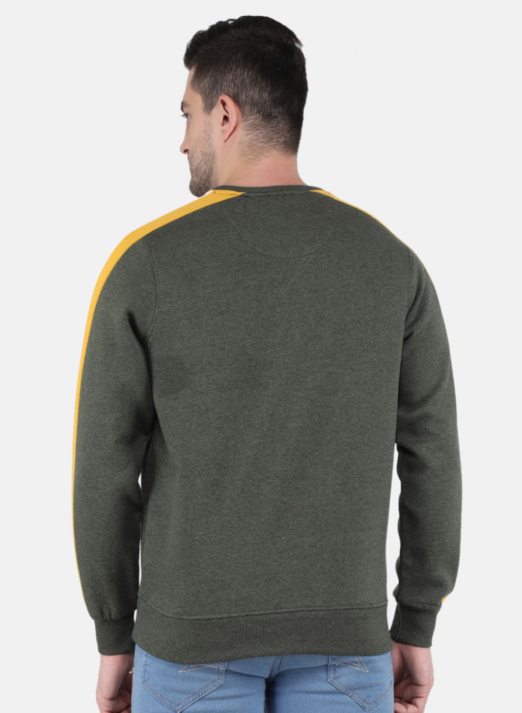 Men Olive Solid Sweatshirt