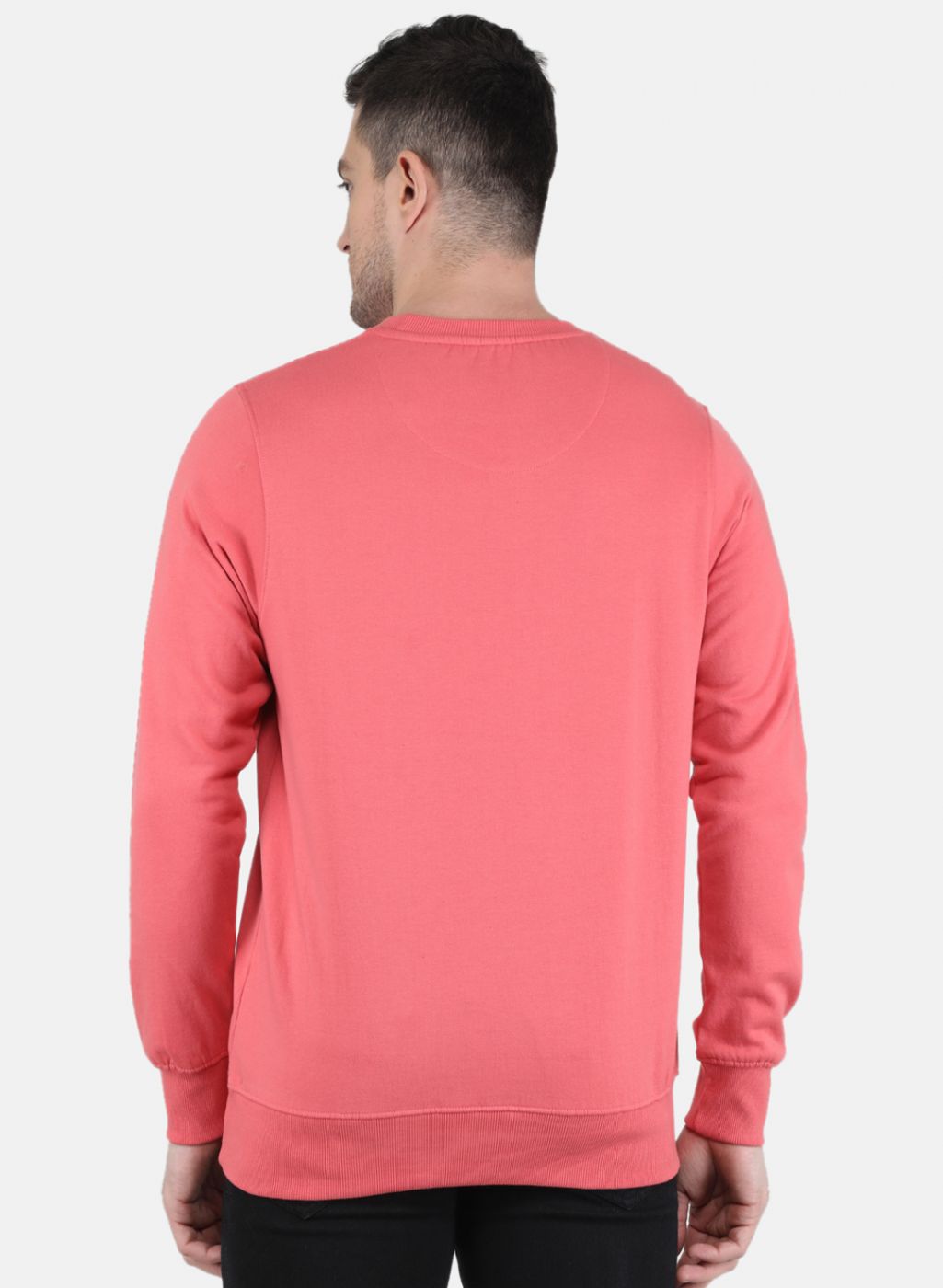 Men Peach Solid Sweatshirt