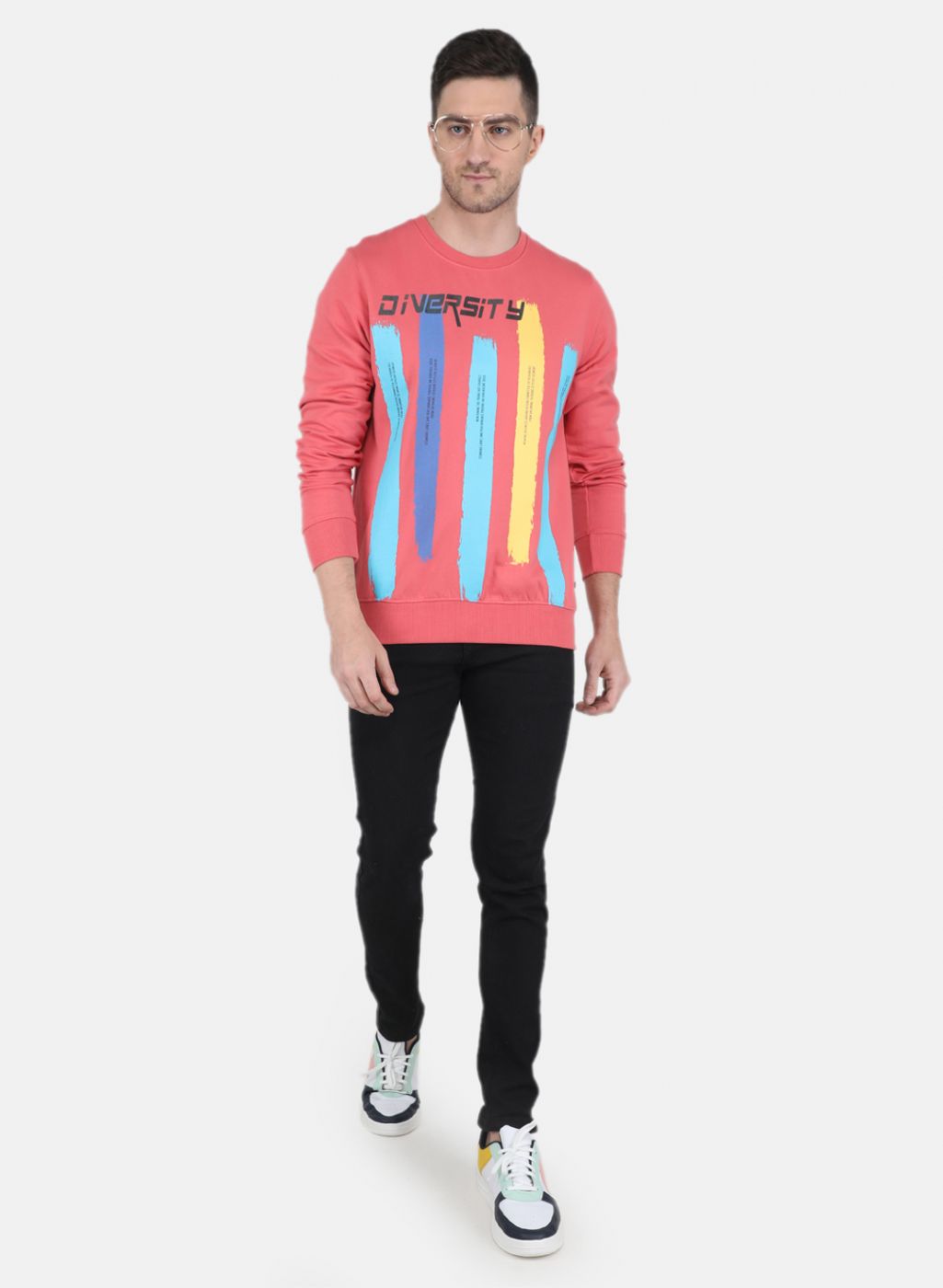 Men Peach Solid Sweatshirt