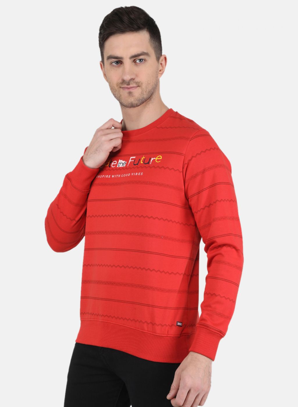 Men Orange Solid Sweatshirt