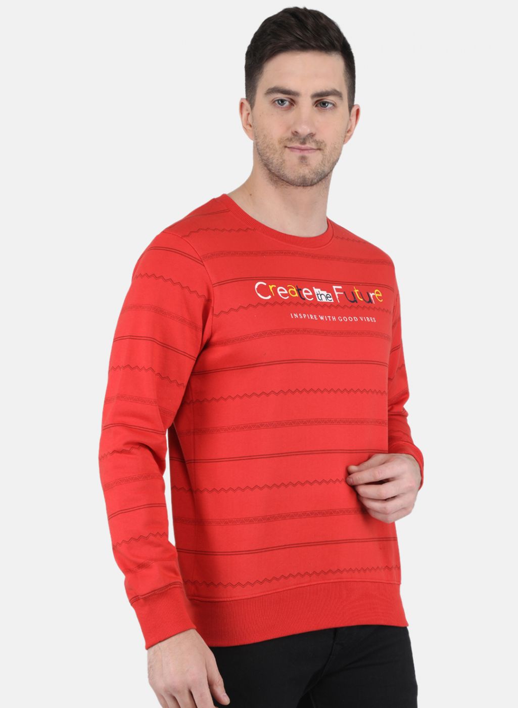 Men Orange Solid Sweatshirt