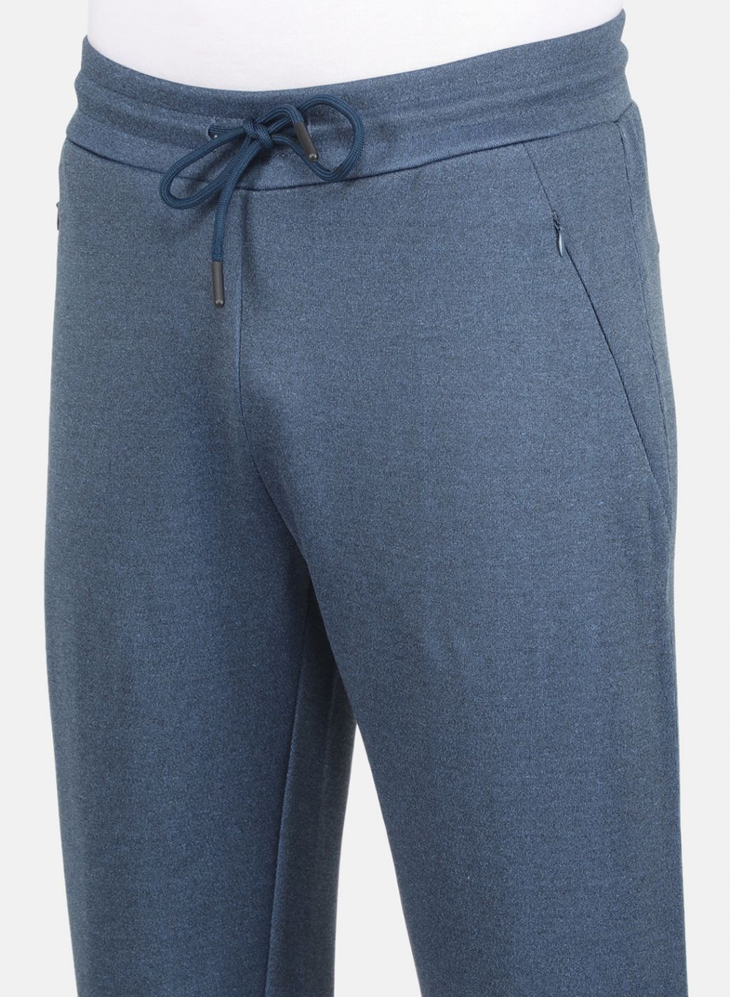 Men Blue Solid Mock Neck Full Sleeve Tracksuit