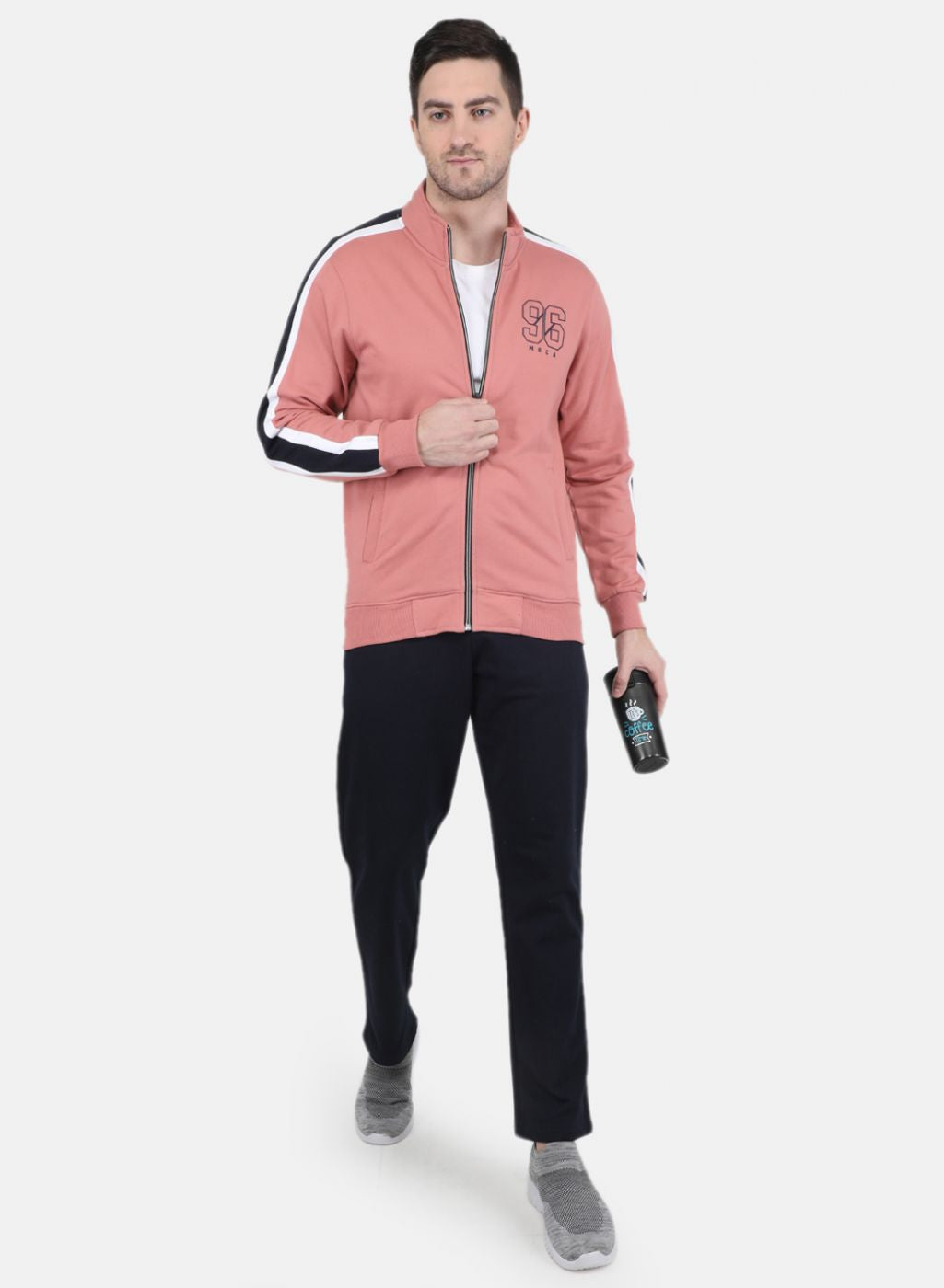 Men Light Pink Solid Sweatshirt