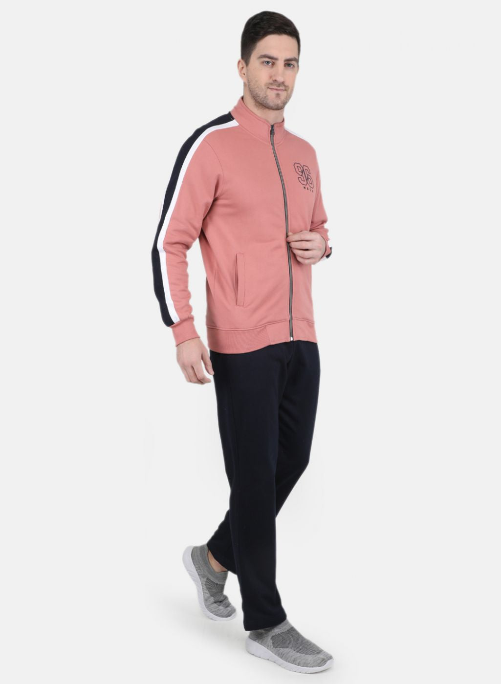 Men Light Pink Solid Sweatshirt