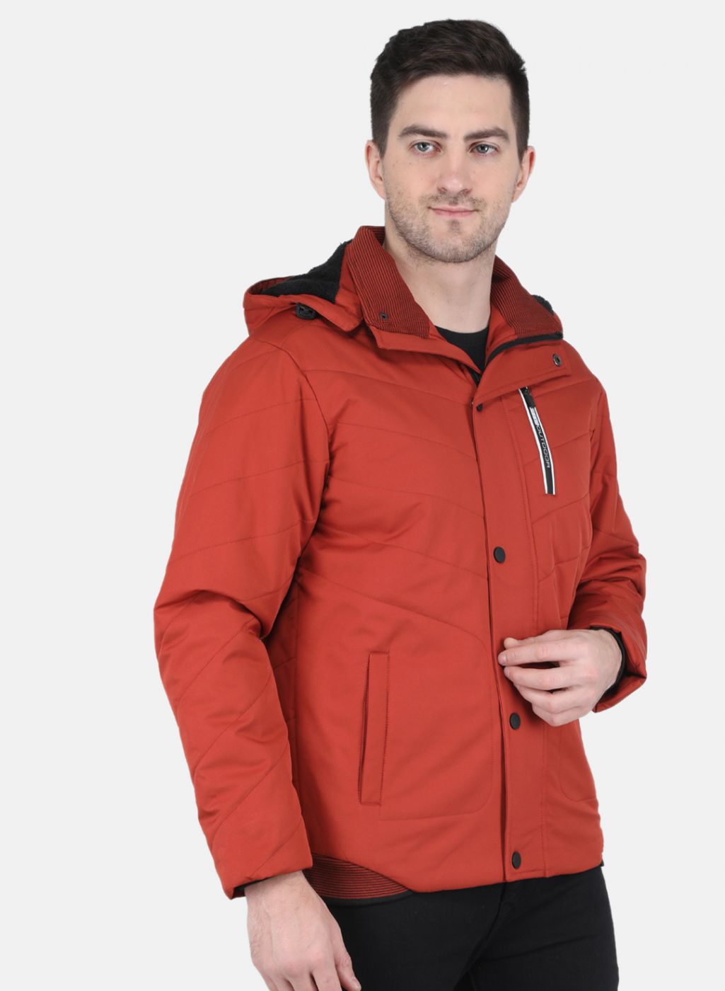 Men Orange Solid Jacket