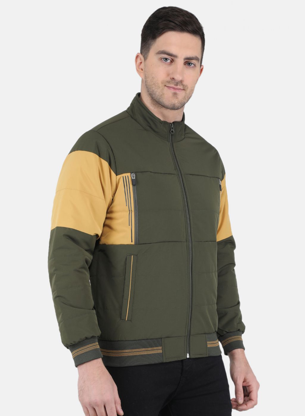 Men Olive Solid Sweatshirt