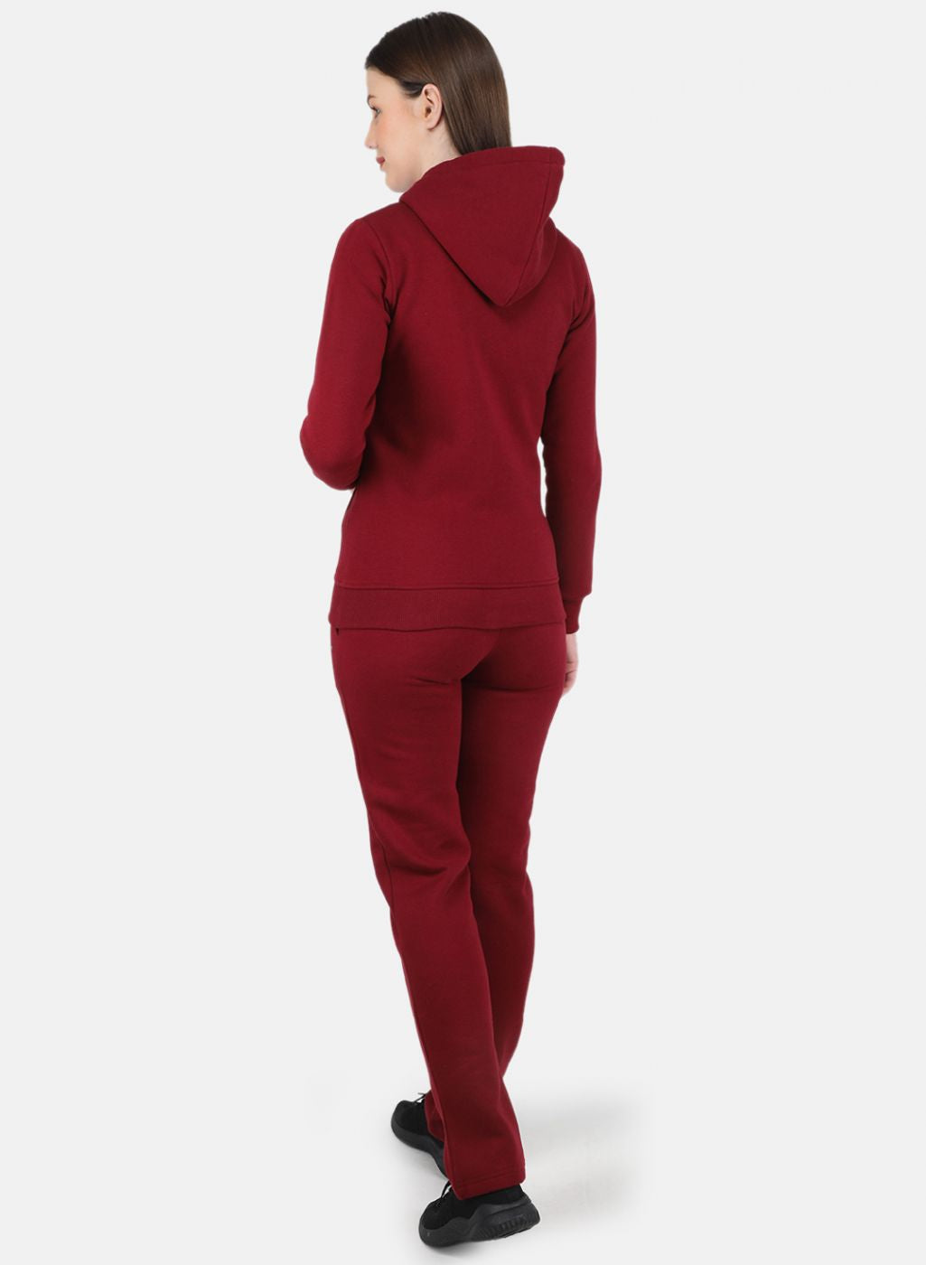 Women Maroon Solid Tracksuit