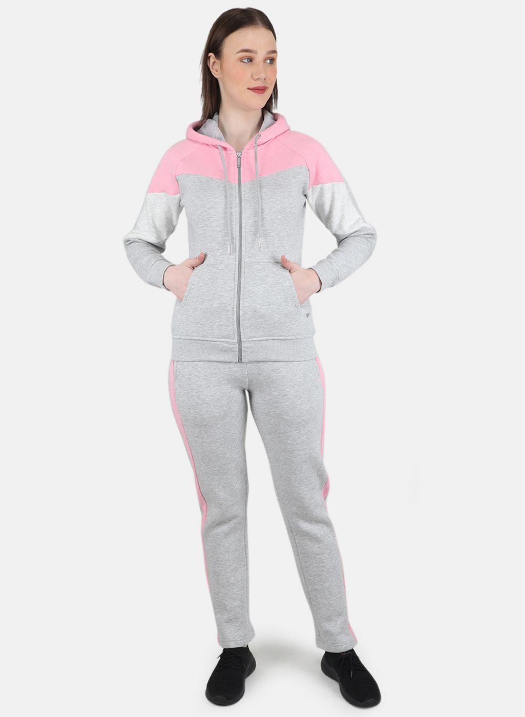 Women Grey Solid Tracksuit