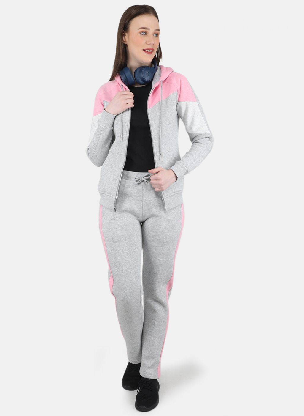 Women Grey Solid Tracksuit