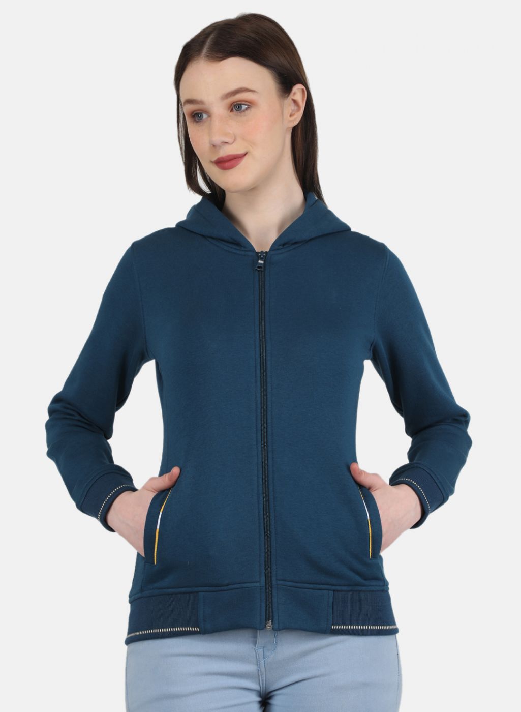 Women Blue Solid Sweatshirt