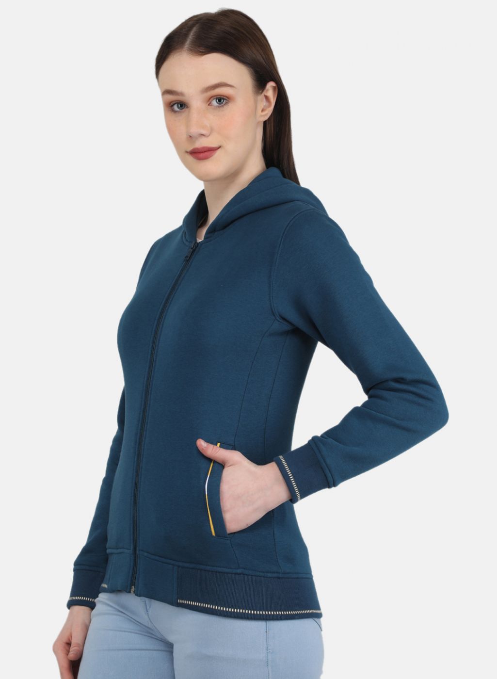 Women Blue Solid Sweatshirt