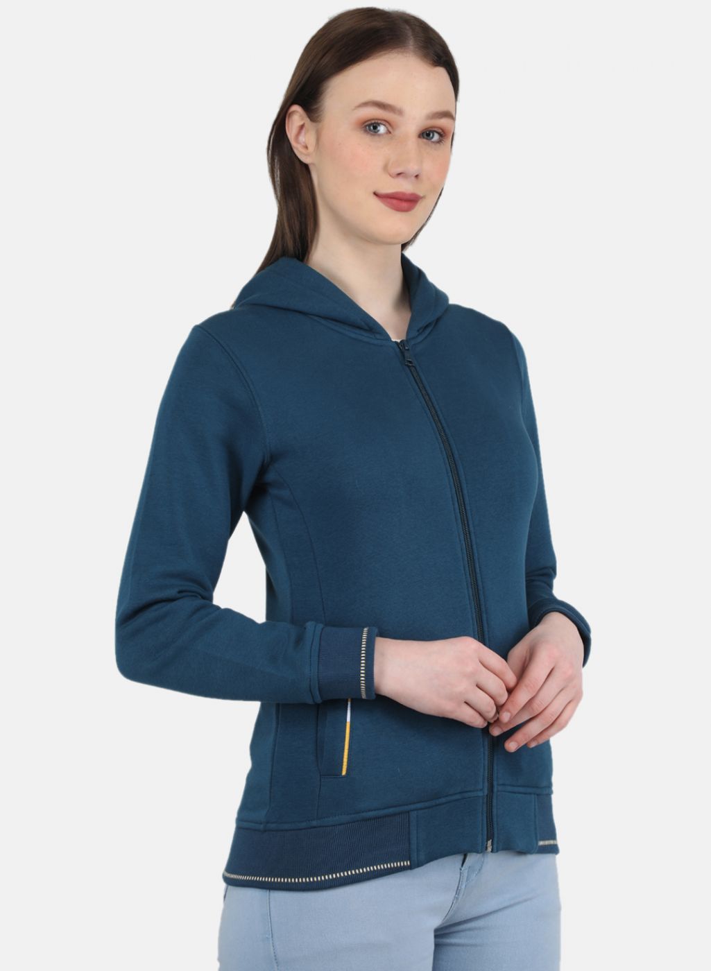 Women Blue Solid Sweatshirt