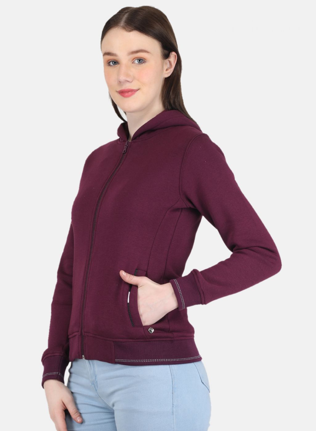 Women Purple Solid Sweatshirt