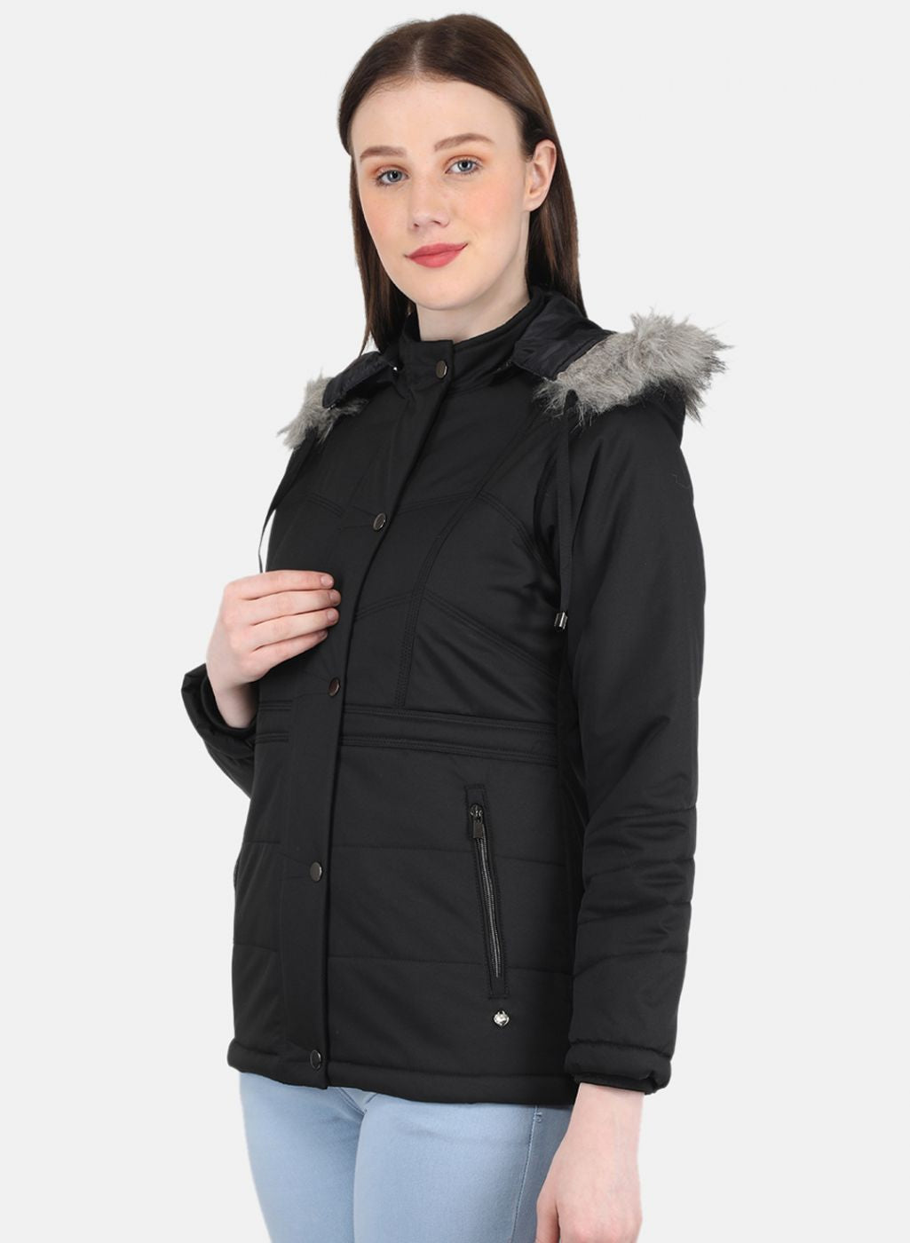 Women Black Solid Jacket