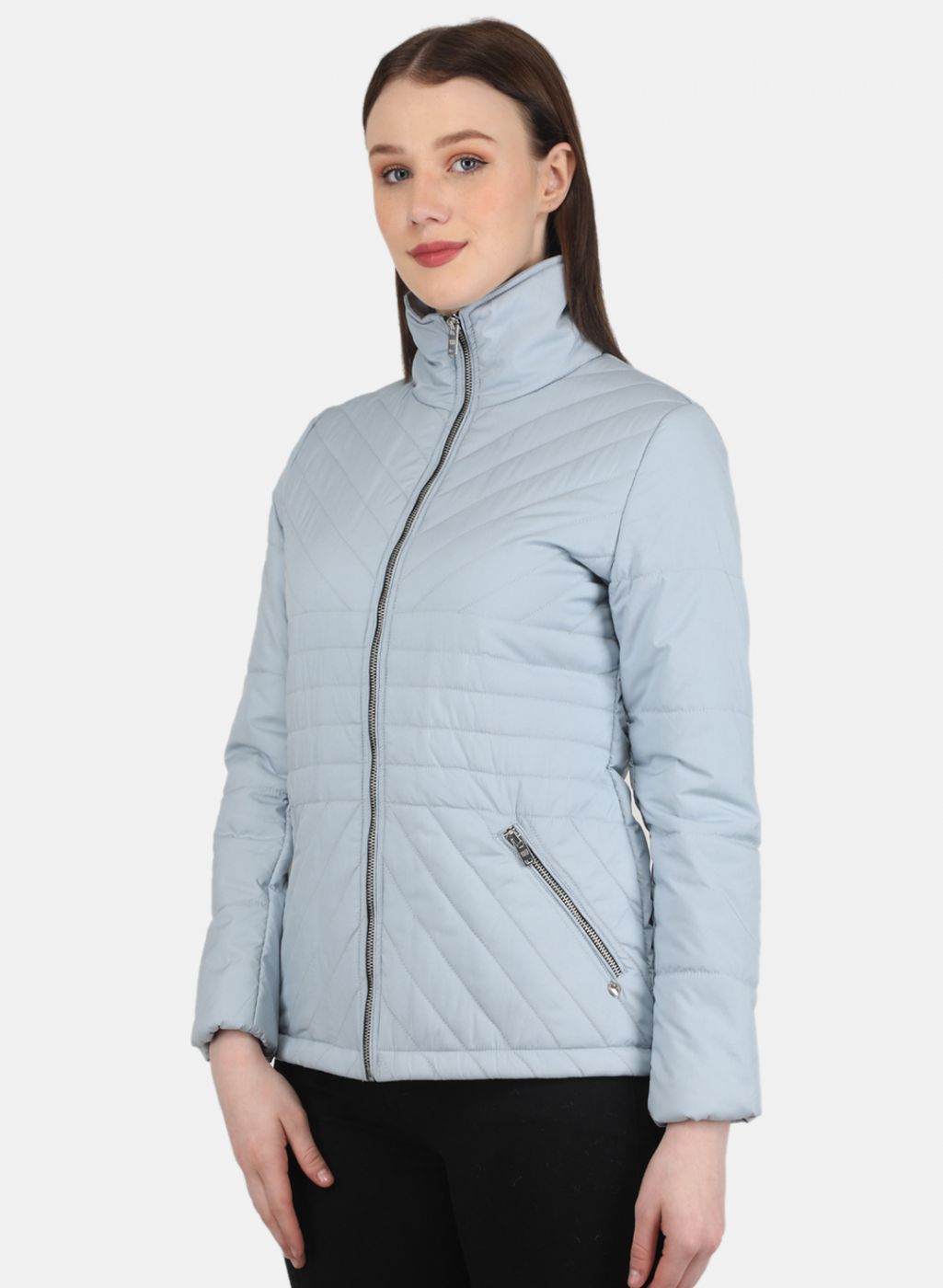 Women Blue Solid Jacket