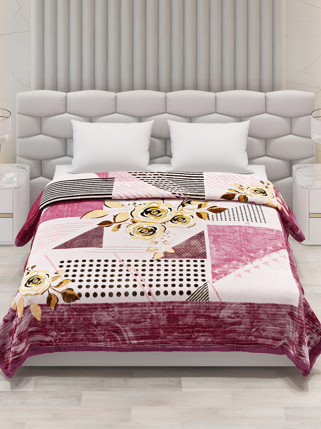 Printed Double Bed Blanket for Mild Winter -2 Ply