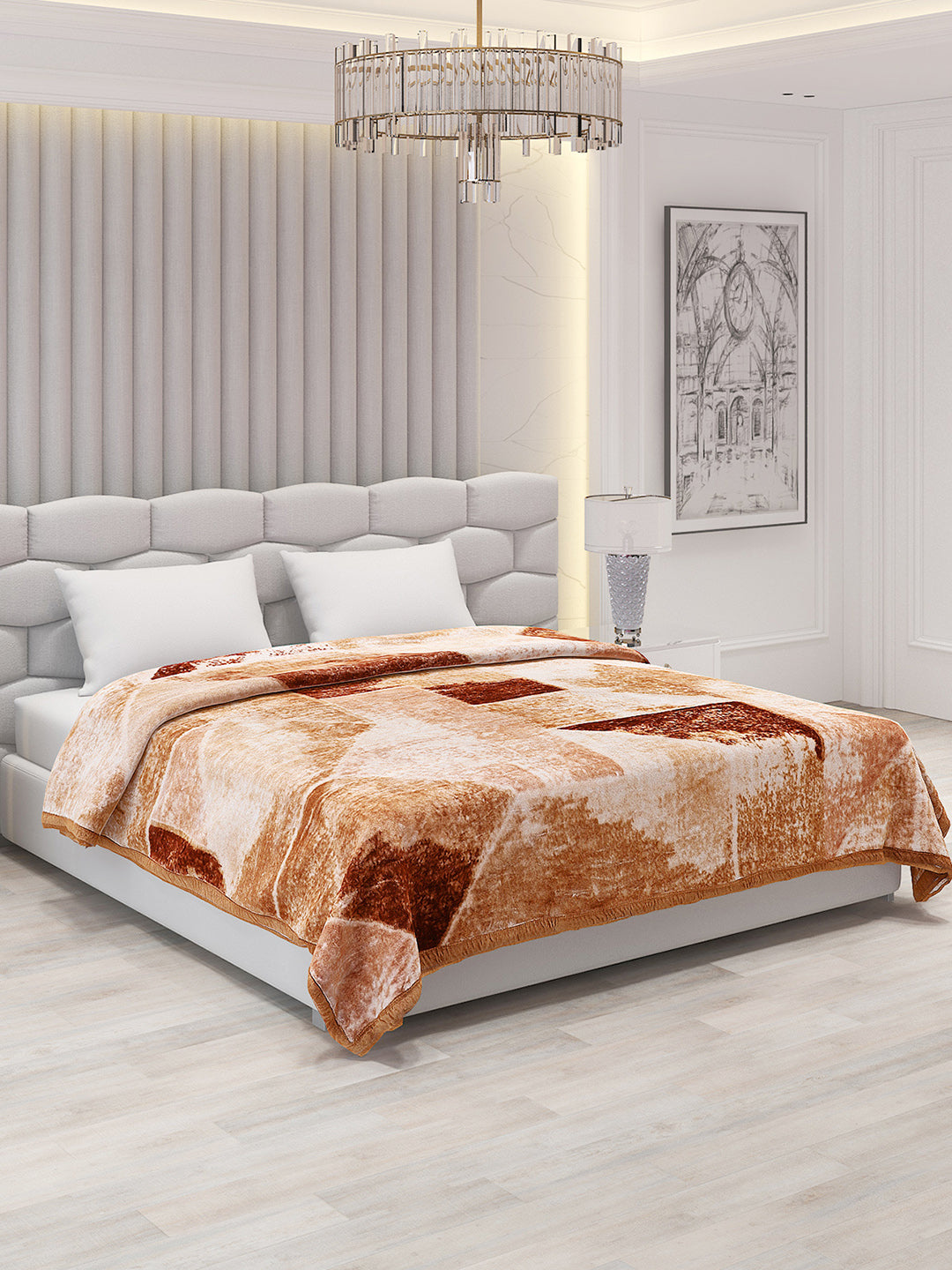 Printed Double Bed Blanket for Mild Winter -1 Ply