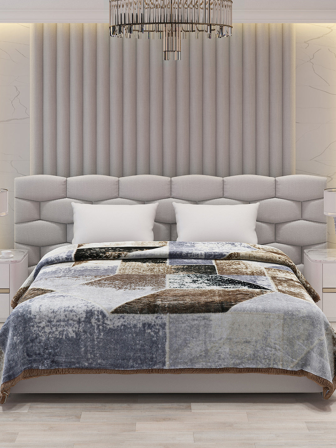 Printed Double Bed Blanket for Mild Winter -1 Ply