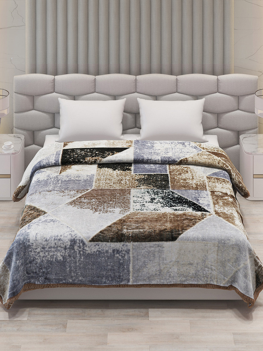 Printed Double Bed Blanket for Mild Winter -1 Ply