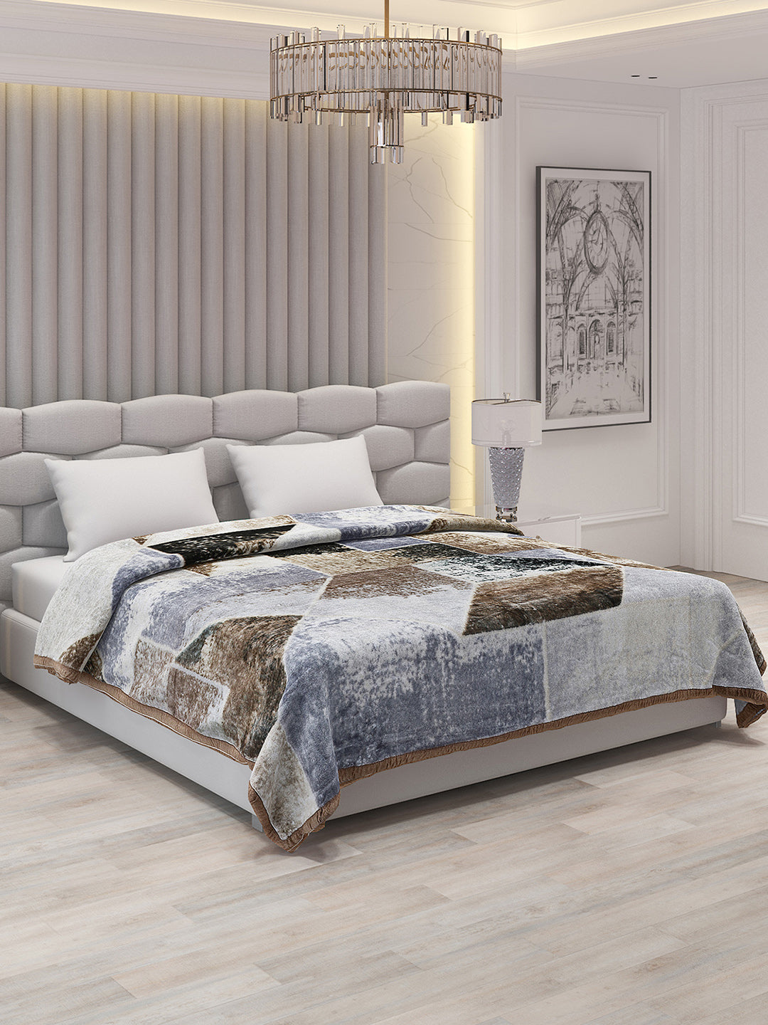 Printed Double Bed Blanket for Mild Winter -1 Ply