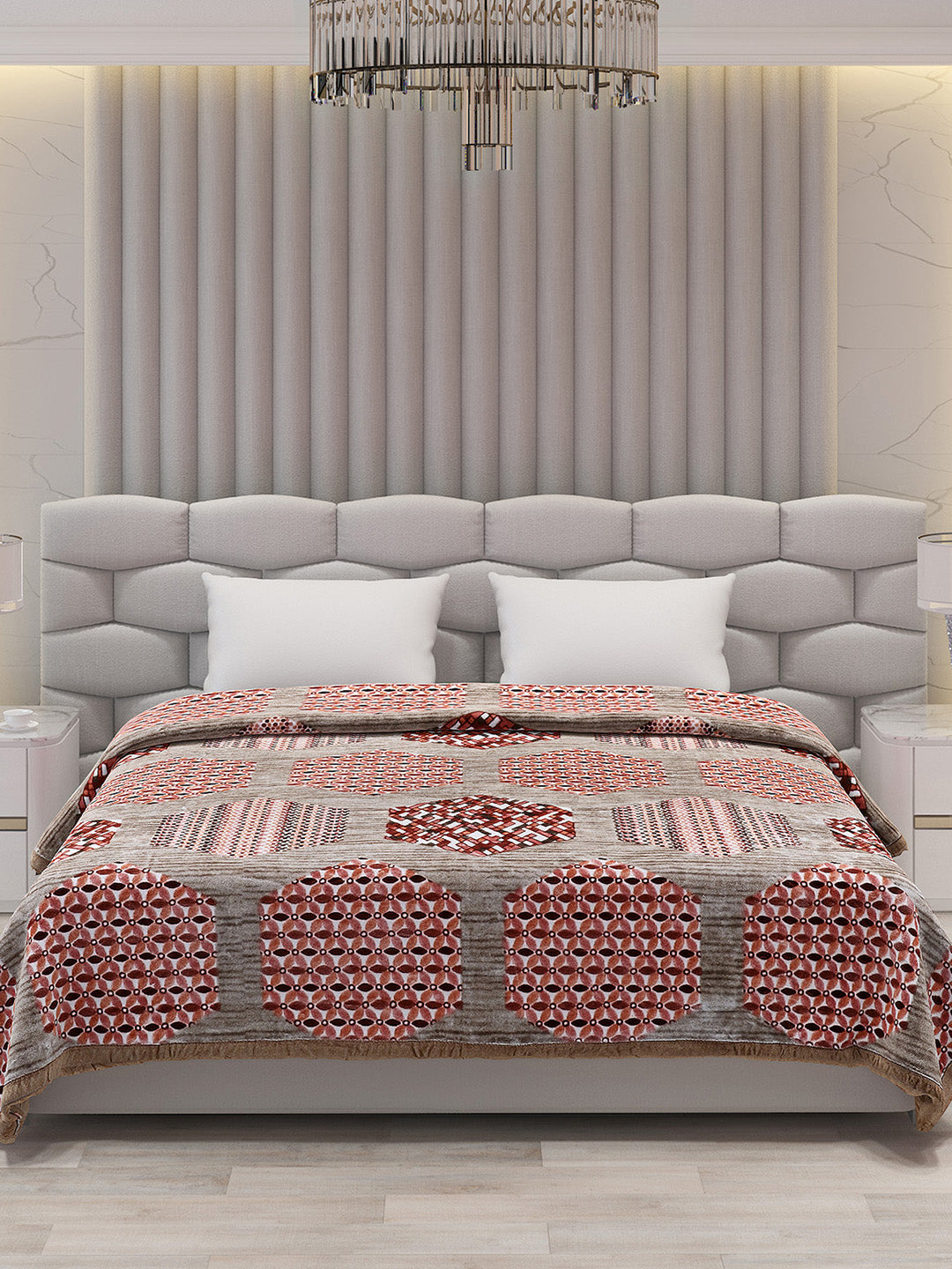 Printed Double Bed Blanket for Mild Winter -1 Ply